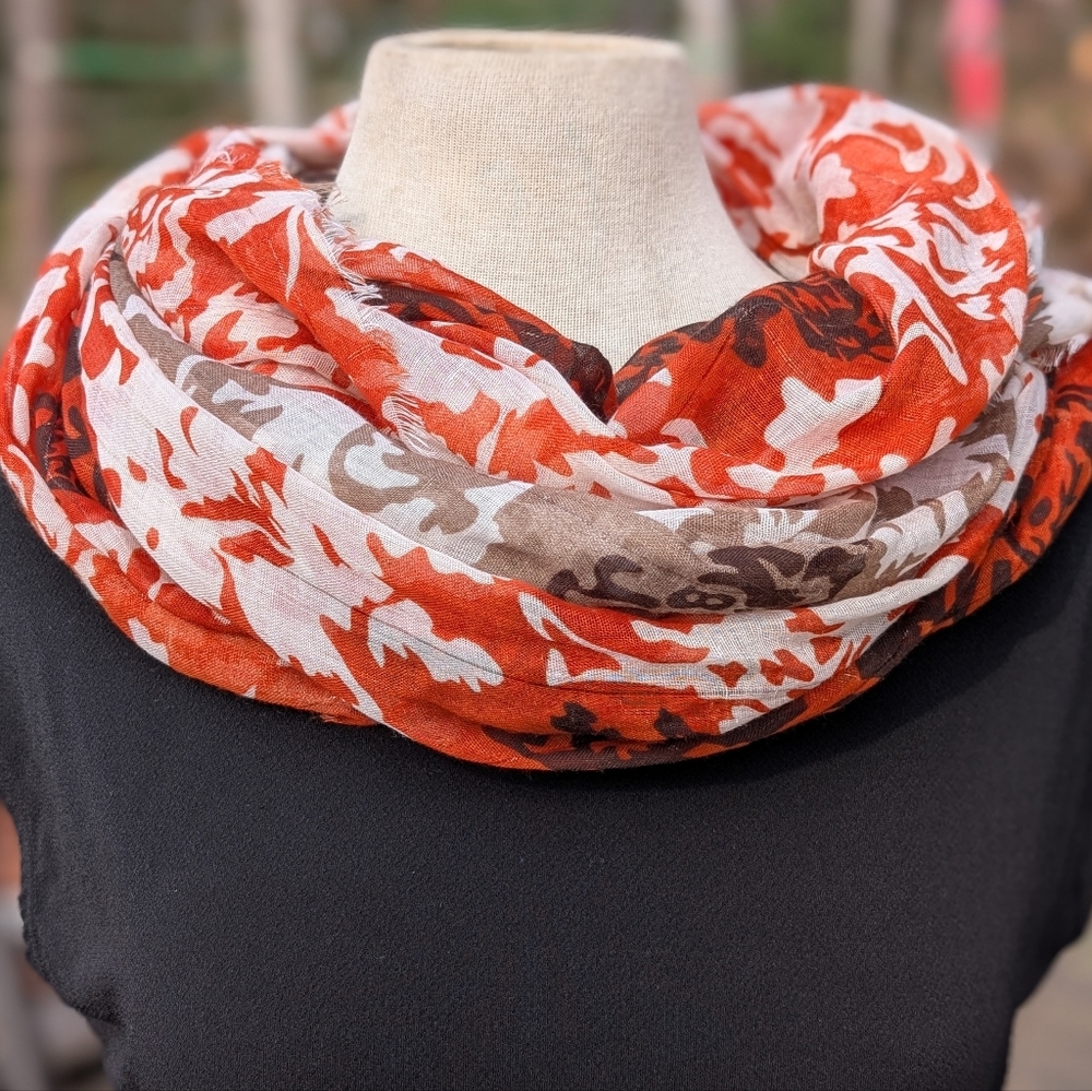 Orange & White Soft Infinity Scarf